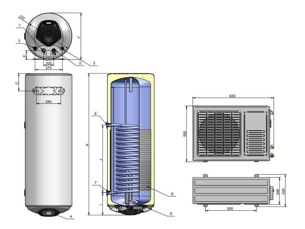 Термопомпен бойлер Eldom Green Line Inox