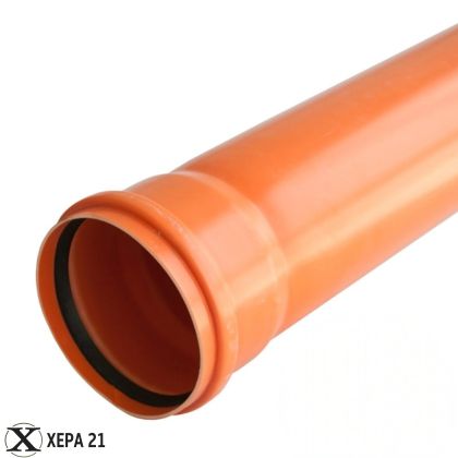 PVC Тръба - муфирана оранжева VALDOM - 2 м/бр. - Ф 110 х 2.2
