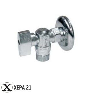 Сферичен кран ъглов с метална р-ка 1/2" х 3/4"с розетка - PLUS