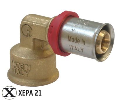 Прес-фитинг ъглов за Pex-Al-Pex тръба Ø20 х 1/2" Ж - Fornara серия ForPress