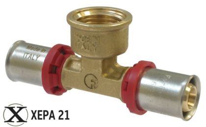 Прес-фитинг тройник за Pex-Al-Pex тръба Ø16 х 1/2" х Ø16 Ж - Fornara серия ForPress