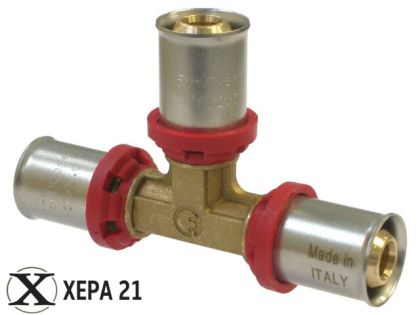 Прес-фитинг тройник за Pex-Al-Pex тръба Ø16 х Ø16 х Ø16 - Fornara серия ForPress