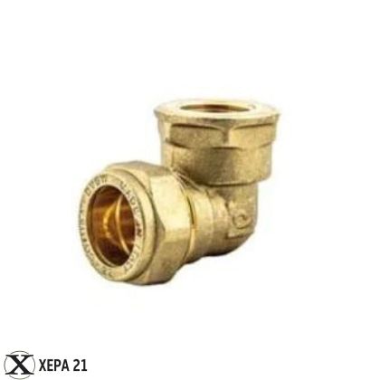 Месингова компресионна връзка ъглова женска за медна тръба  - Ф 18 х 1/2"