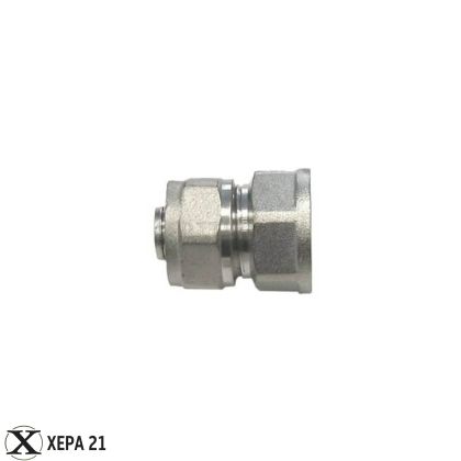 Никелиран месингов женски адаптор Ф18 х 1/2" за многослойна тръба PEX-AL-PEX 