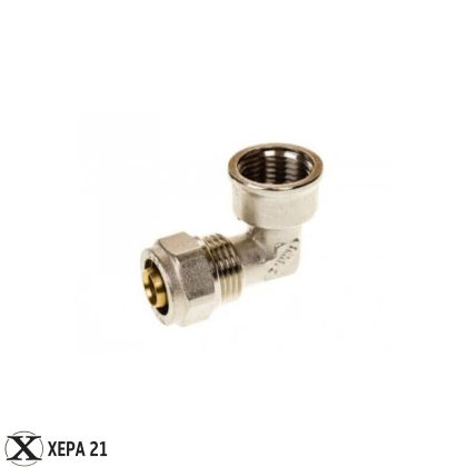 Никелирана месингова водорозетка Ф16 х 1/2" вътрешна резба с монтажна планка 