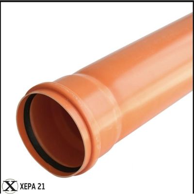 PVC Тръба - муфирана оранжева VALDOM - 3 м/бр. - Ф 110 х 2.2