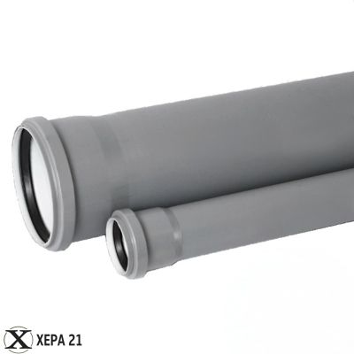PVC Тръба - муфирана сива VALDOM - 0.25 м/бр. - Ф 50 х 2.0
