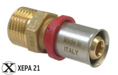 Прес-фитинг прав за Pex-Al-Pex тръба Ø20 х 3/4" М - Fornara серия ForPress