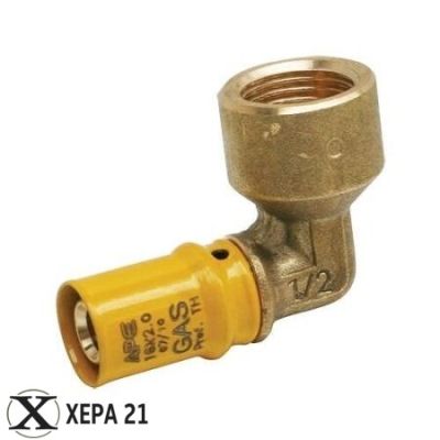 Прес връзка за газ ъглова 16 x 1/2"Ж APE