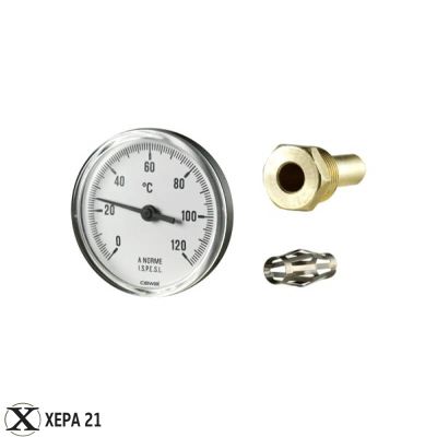 Потопяем Термометър с Гилза Ø63 с метален корпус, 0-120°C 