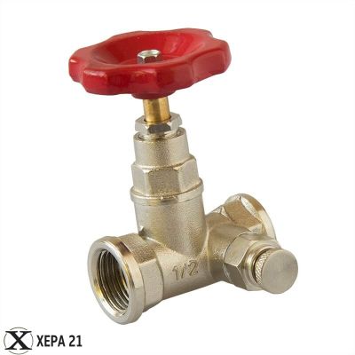 Месингов спирателен вентил с изпускател 3/4" никелиран за водопровод 