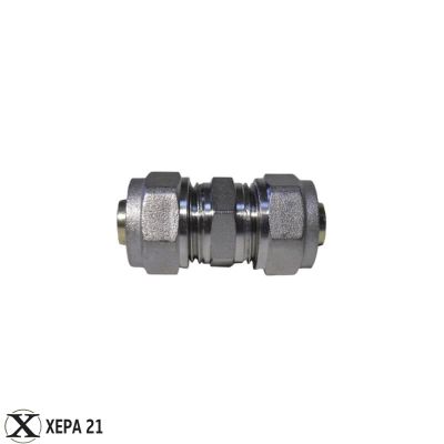 Никелирана месингова права свръзка Ф18 за ремонт и свързване на многослойни тръби 