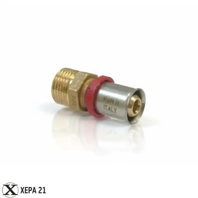 Прес-фитинг прав за Pex-Al-Pex тръба Ø16 х 1/2" М - Fornara серия ForPress 