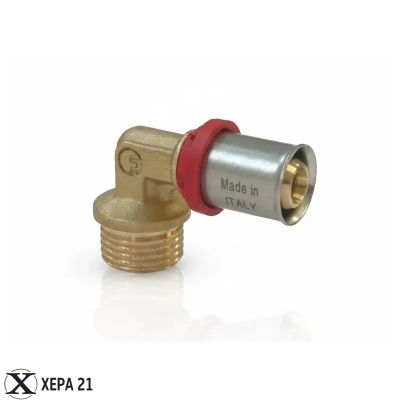 Прес-фитинг ъглов за Pex-Al-Pex тръба Ø20 х 1/2" М - Fornara серия ForPress 