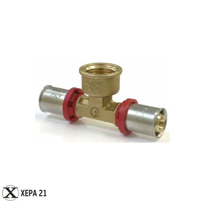 Прес-фитинг тройник за Pex-Al-Pex тръба Ø20 х 1/2" х Ø20 Ж - Fornara серия ForPress 
