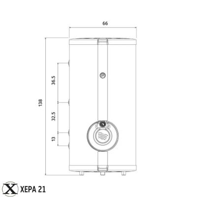 Електрически подово стоящ бойлер TEDAN Standard Pro INOX 200л., неръждаем, 6 kW - размери