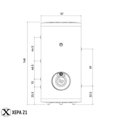 Комбиниран подово стоящ бойлер TEDAN Combi Pro INOX 160 литра, една серпентина, неръждаем, 3 kW размери