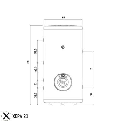 Комбиниран подово стоящ бойлер TEDAN Combi Pro INOX 280 литра, една серпентина, неръждаем, 6 kW размери